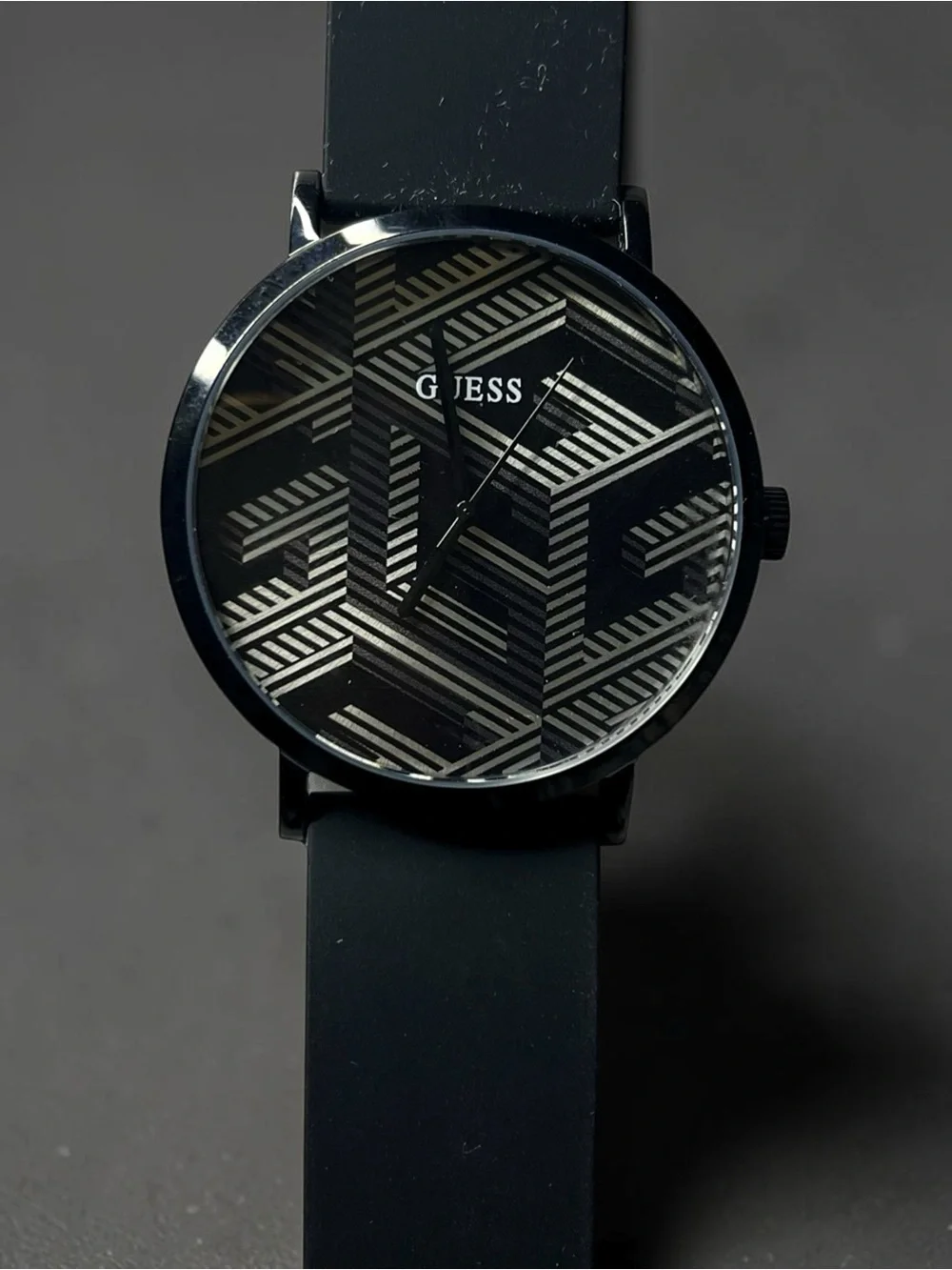 GUESS Black and Silver Geometric Dial Men’s Watch